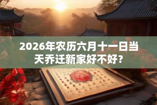 2026年农历六月十一日当天乔迁新家好不好？