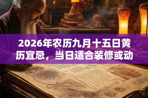 2026年农历九月十五日黄历宜忌，当日适合装修或动土吗？