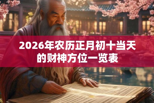 2026年农历正月初十当天的财神方位一览表
