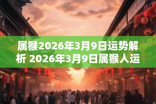属猴2026年3月9日运势解析 2026年3月9日属猴人运势好吗