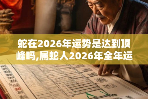 蛇在2026年运势是达到顶峰吗,属蛇人2026年全年运势