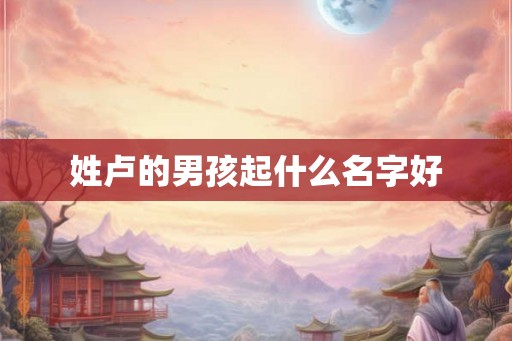 姓卢的男孩起什么名字好 姓卢的男孩起什么名字好