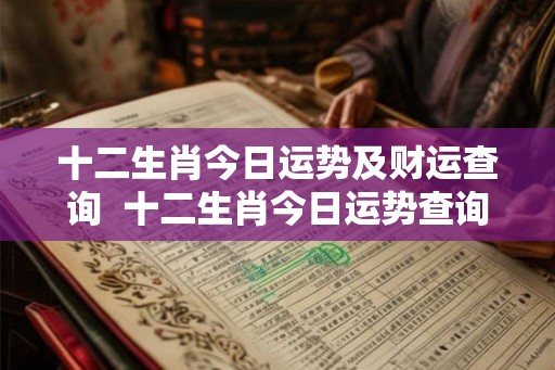 十二生肖今日运势及财运查询  十二生肖今日运势查询易安居