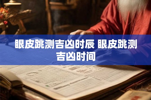 眼皮跳测吉凶时辰 眼皮跳测吉凶时间