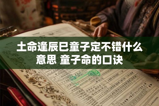 土命逢辰巳童子定不错什么意思 童子命的口诀