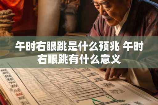 午时右眼跳是什么预兆 午时右眼跳有什么意义 午时右眼跳是什么预兆 午时右眼跳有什么意义