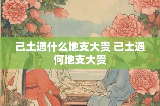 己土遇什么地支大贵 己土遇何地支大贵