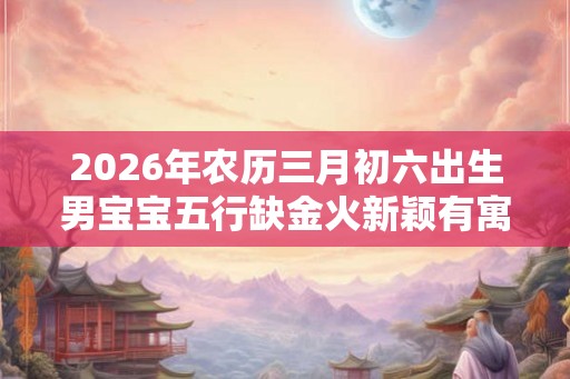 2026年农历三月初六出生男宝宝五行缺金火新颖有寓意取名