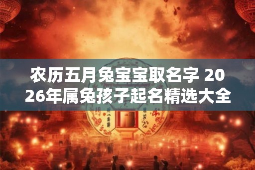 农历五月兔宝宝取名字 2026年属兔孩子起名精选大全