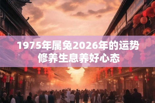 1975年属兔2026年的运势 修养生息养好心态