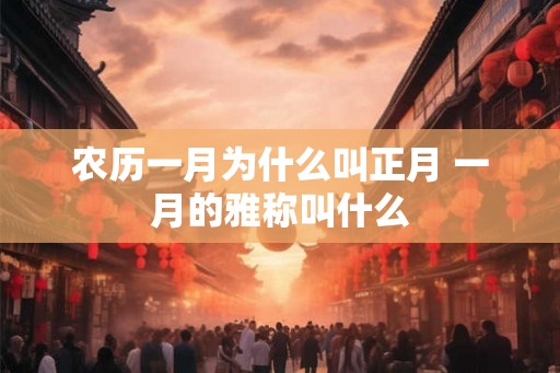 农历一月为什么叫正月 一月的雅称叫什么