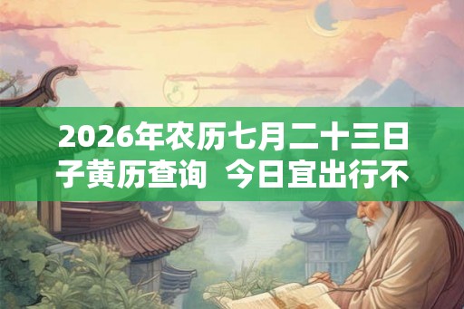 2026年农历七月二十三日子黄历查询  今日宜出行不