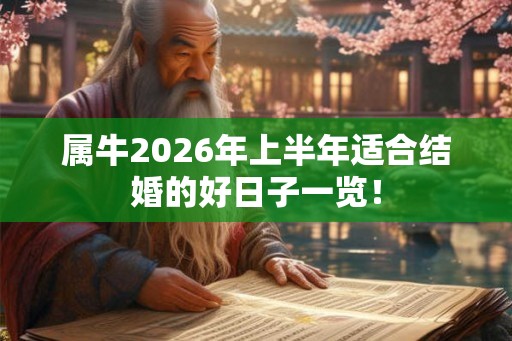 属牛2026年上半年适合结婚的好日子一览！