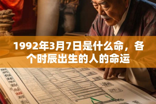 1992年3月7日是什么命，各个时辰出生的人的命运