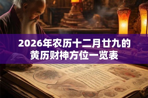 2026年农历十二月廿九的黄历财神方位一览表