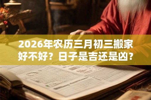 2026年农历三月初三搬家好不好?日子是吉还是凶? 2026年农历三月初三搬家好不好?日子是吉还是凶?