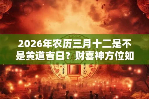 2026年农历三月十二是不是黄道吉日？财喜神方位如何？