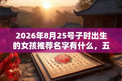 2026年8月25号子时出生的女孩推荐名字有什么，五行属什么