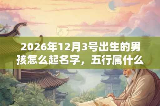 2026年12月3号出生的男孩怎么起名字，五行属什么
