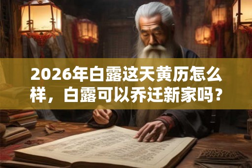 2026年白露这天黄历怎么样，白露可以乔迁新家吗？