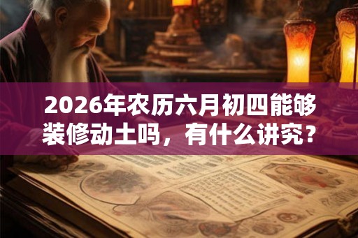 2026年农历六月初四能够装修动土吗，有什么讲究？