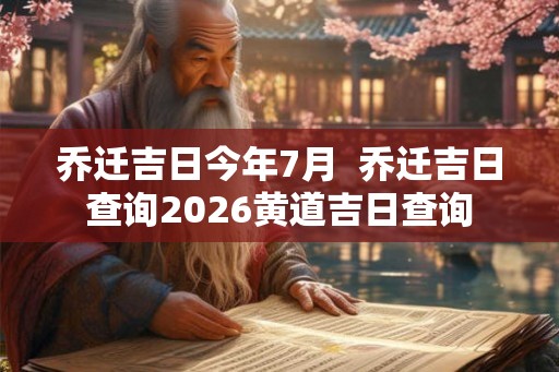 乔迁吉日今年7月  乔迁吉日查询2026黄道吉日查询