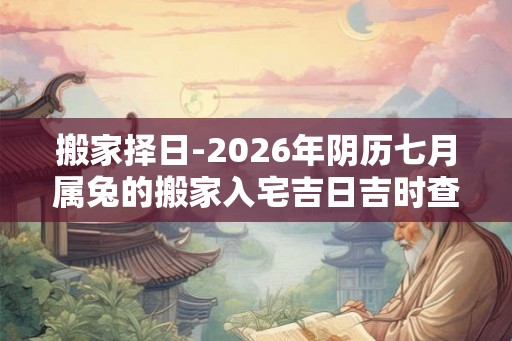 搬家择日-2026年阴历七月属兔的搬家入宅吉日吉时查询