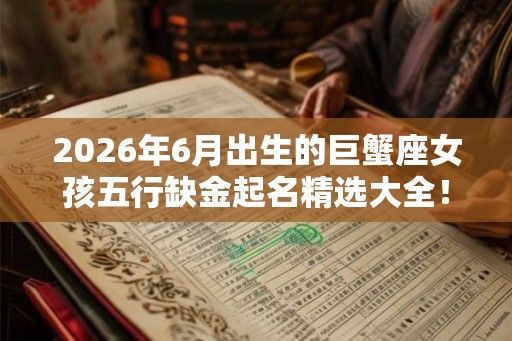 2026年6月出生的巨蟹座女孩五行缺金起名精选大全！