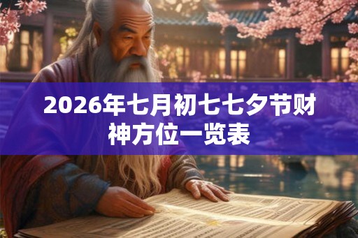 2026年七月初七七夕节财神方位一览表