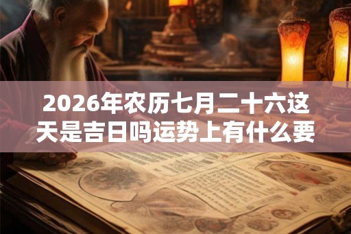 2026年农历七月二十六这天是吉日吗运势上有什么要点