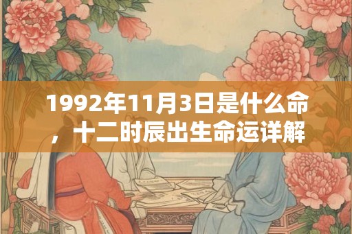 1992年11月3日是什么命,十二时辰出生命运详解 1992年11月3日是什么命,十二时辰出生命运详解