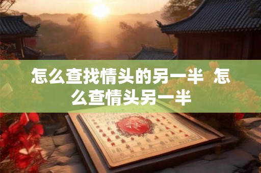 怎么查找情头的另一半  怎么查情头另一半