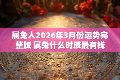 属兔人2026年3月份运势完整版 属兔什么时辰最有钱