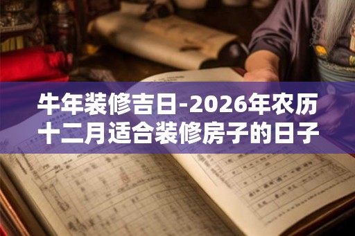 牛年装修吉日-2026年农历十二月适合装修房子的日子查询