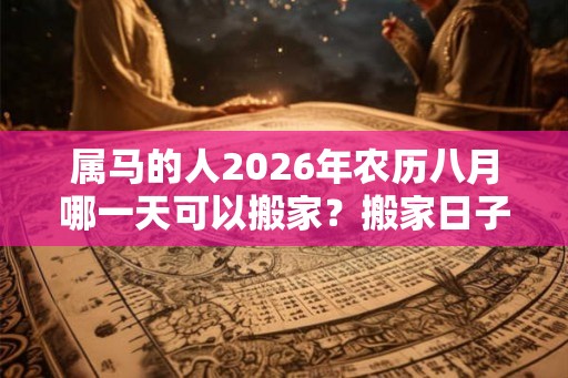 属马的人2026年农历八月哪一天可以搬家？搬家日子怎么看？