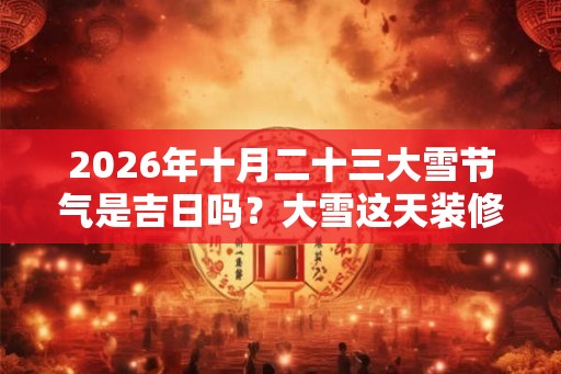 2026年十月二十三大雪节气是吉日吗?大雪这天装修动土好吗? 2026年十月二十三大雪节气是吉日吗?大雪这天装修动土好吗?