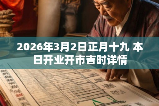 2026年3月2日正月十九 本日开业开市吉时详情 2026年3月2日正月十九 本日开业开市吉时详情