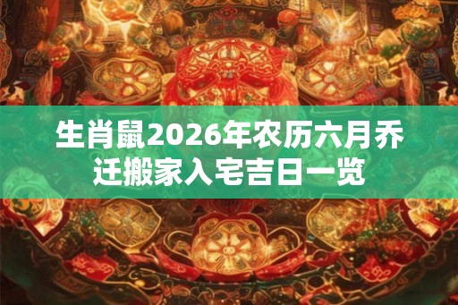 生肖鼠2026年农历六月乔迁搬家入宅吉日一览
