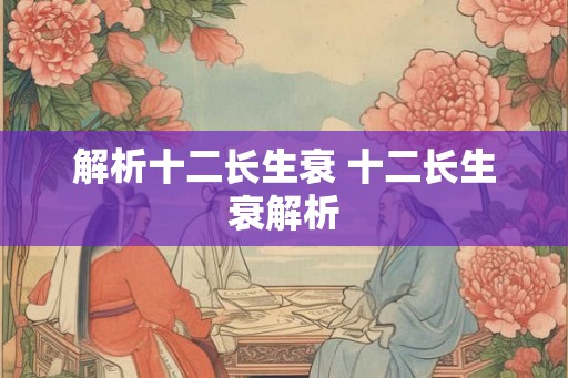 解析十二长生衰 十二长生衰解析
