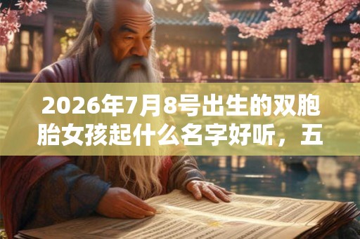 2026年7月8号出生的双胞胎女孩起什么名字好听，五行属什么？