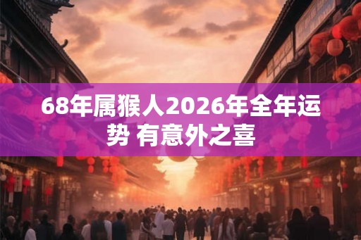 68年属猴人2026年全年运势 有意外之喜