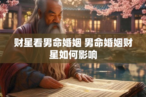 财星看男命婚姻 男命婚姻财星如何影响