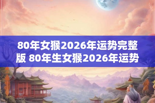 80年女猴2026年运势完整版 80年生女猴2026年运势如何