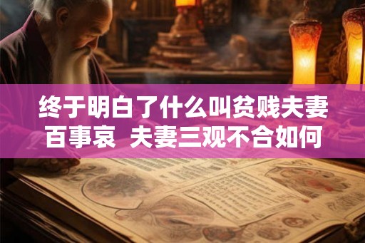 终于明白了什么叫贫贱夫妻百事哀  夫妻三观不合如何解决