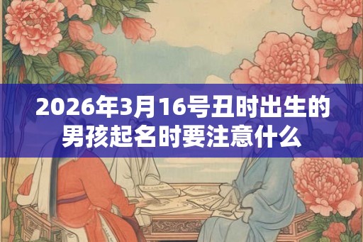2026年3月16号丑时出生的男孩起名时要注意什么