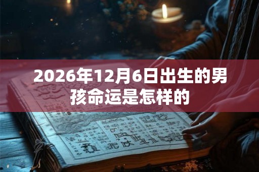 2026年12月6日出生的男孩命运是怎样的