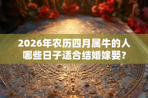 2026年农历四月属牛的人哪些日子适合结婚嫁娶？