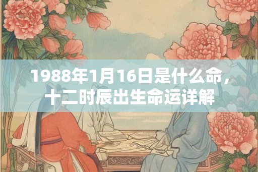 1988年1月16日是什么命，十二时辰出生命运详解