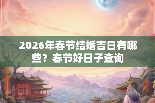 2026年春节结婚吉日有哪些?春节好日子查询 2026年春节结婚吉日有哪些?春节好日子查询