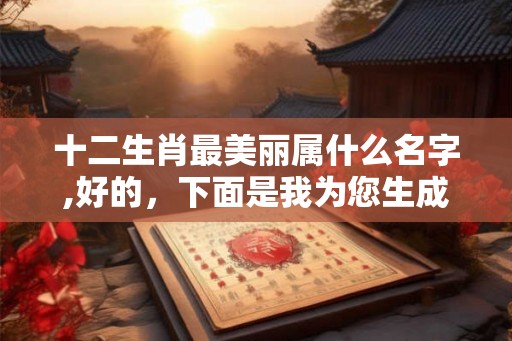十二生肖最美丽属什么名字,好的，下面是我为您生成的和
